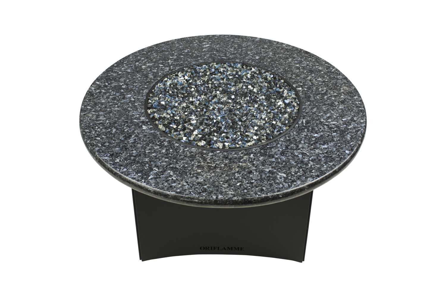 Oriflamme Blue Pearl Granite fire tables photo — Splash City