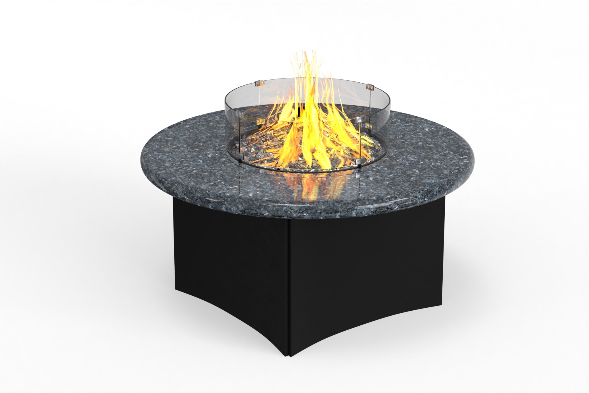 Oriflamme Blue Pearl Granite fire tables photo — Splash City