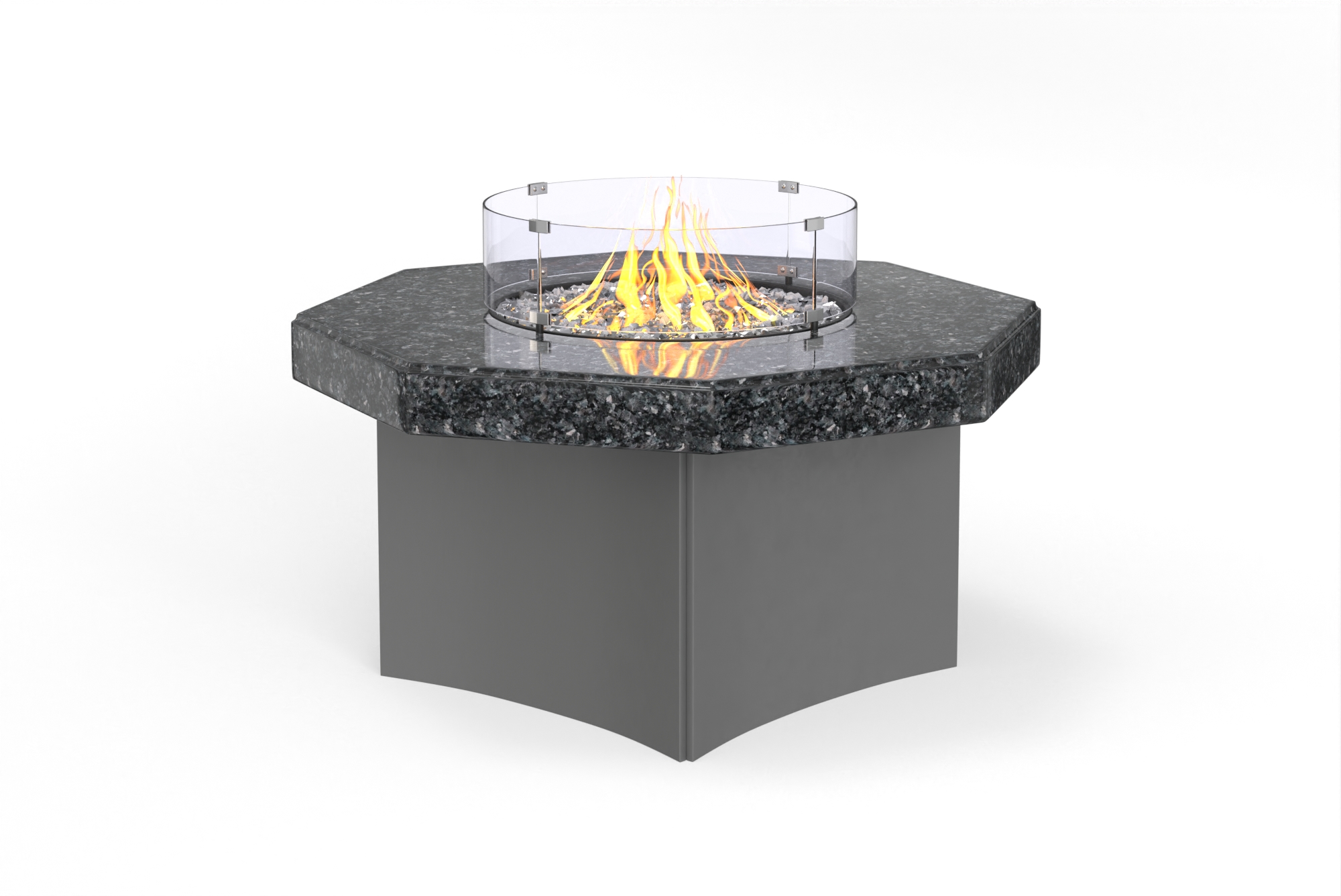 Oriflamme Blue Pearl Granite fire tables photo — Splash City
