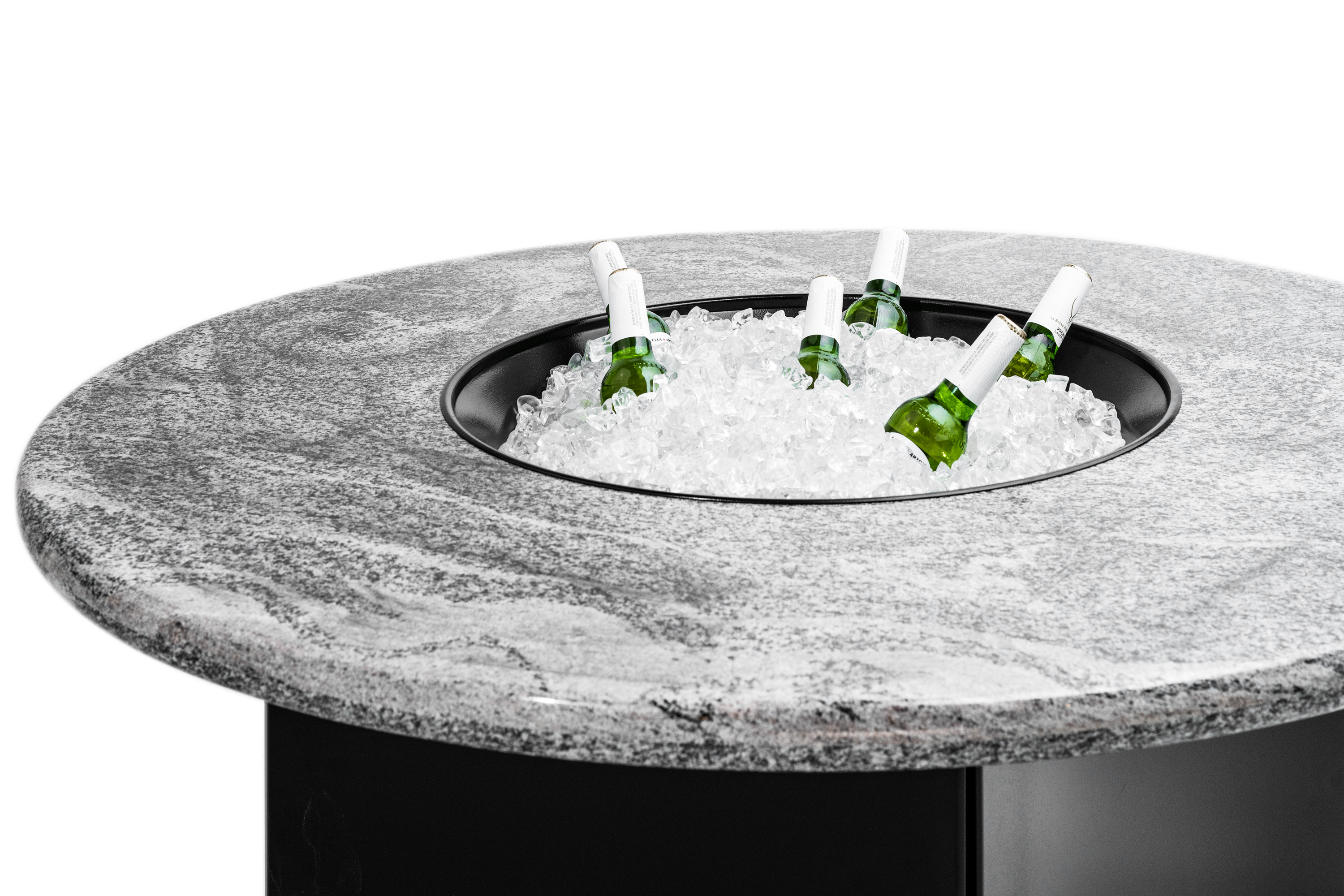 Oriflamme Silver Tiger Granite fire tables photo — Splash City